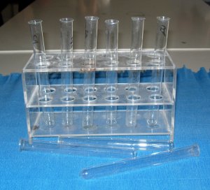 1x vetro reattivo supporto 5 provette Acrilico provetta-Supporto Supporto di laboratorio 